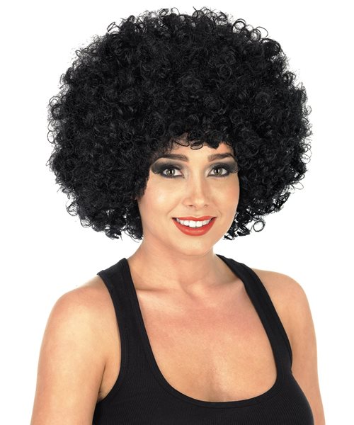 Funky Black Disco Diva Groovy Huge Curly Afro Wig Ladies Fancy Dress