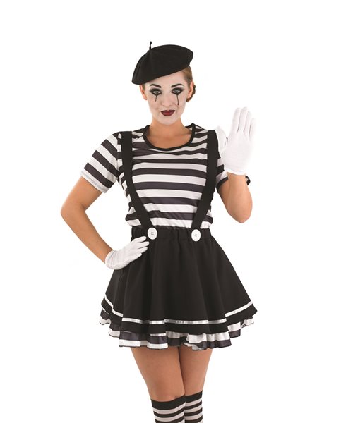 FRENCH MIME ARTIST CIRCUS CLOWN - UK 8-22 - womens ladies fancy dress ...