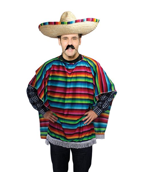 MEXICAN PONCHO WILD WEST COWBOW One Size Mens Fancy Dress Costume | eBay