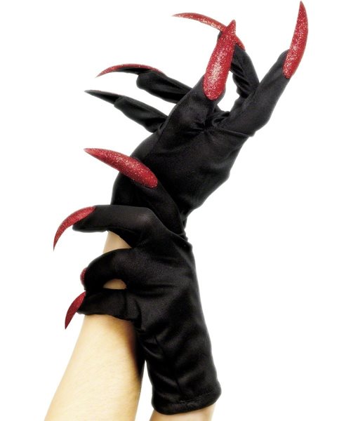 Halloween Glitter Nails One Size Gloves Mens Womens Fancy Dress Accessory 5020570252178 Ebay